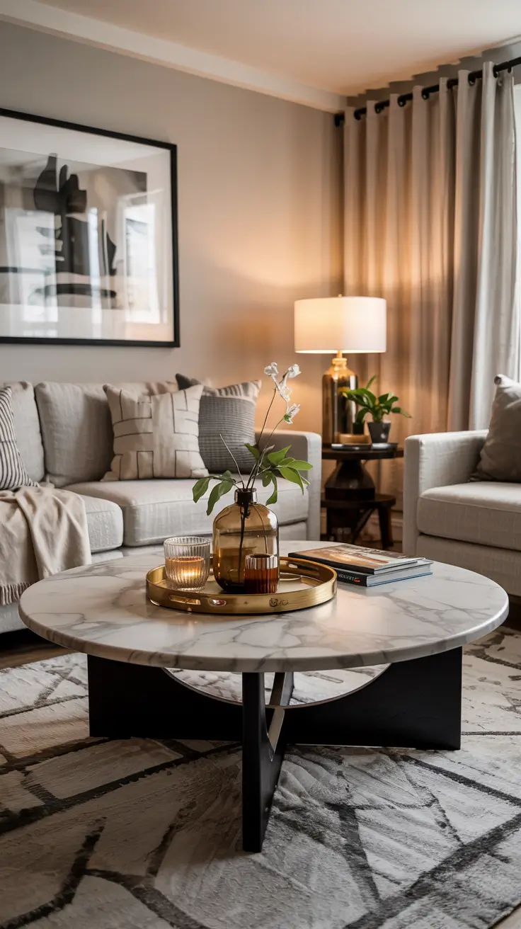 Round Table Living Room Ideas 2026: Modern Coffee Table Decor & Styling