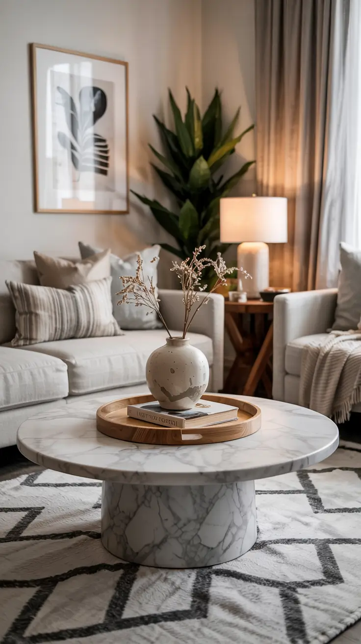 Round Table Living Room Ideas 2026: Modern Coffee Table Decor & Styling