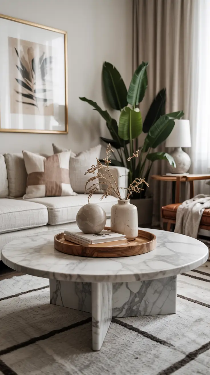 Round Table Living Room Ideas 2026: Modern Coffee Table Decor & Styling