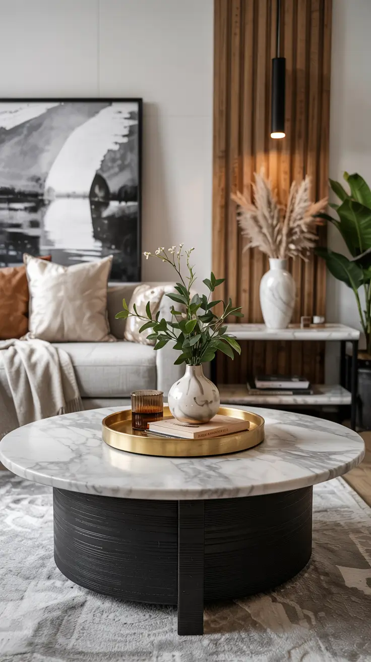 Round Table Living Room Ideas 2026: Modern Coffee Table Decor & Styling