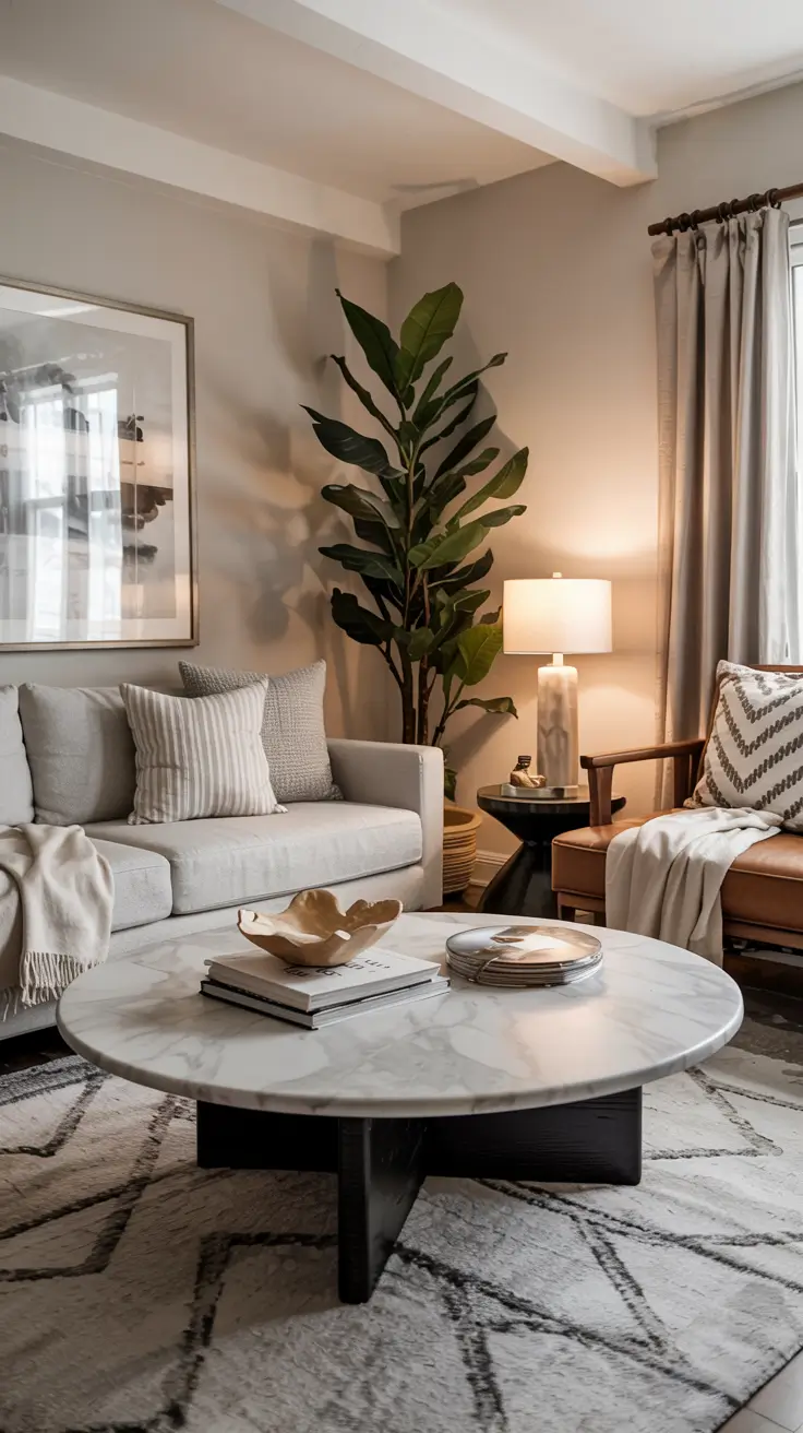 Round Table Living Room Ideas 2026: Modern Coffee Table Decor & Styling