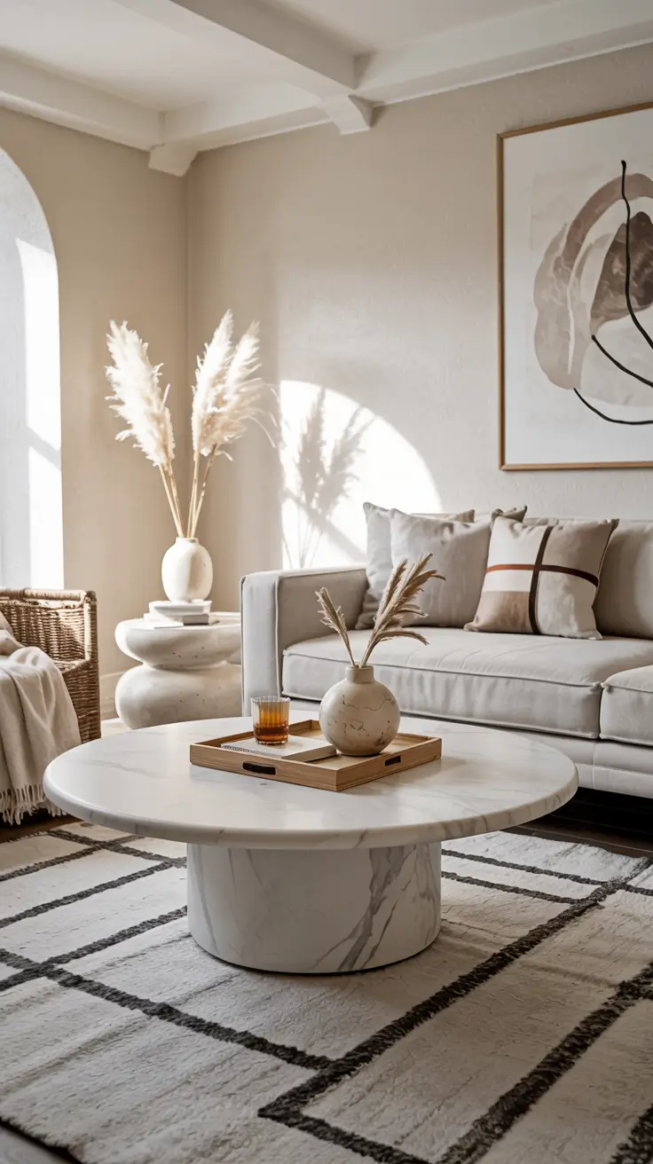 Round Table Living Room Ideas 2026: Modern Coffee Table Decor & Styling
