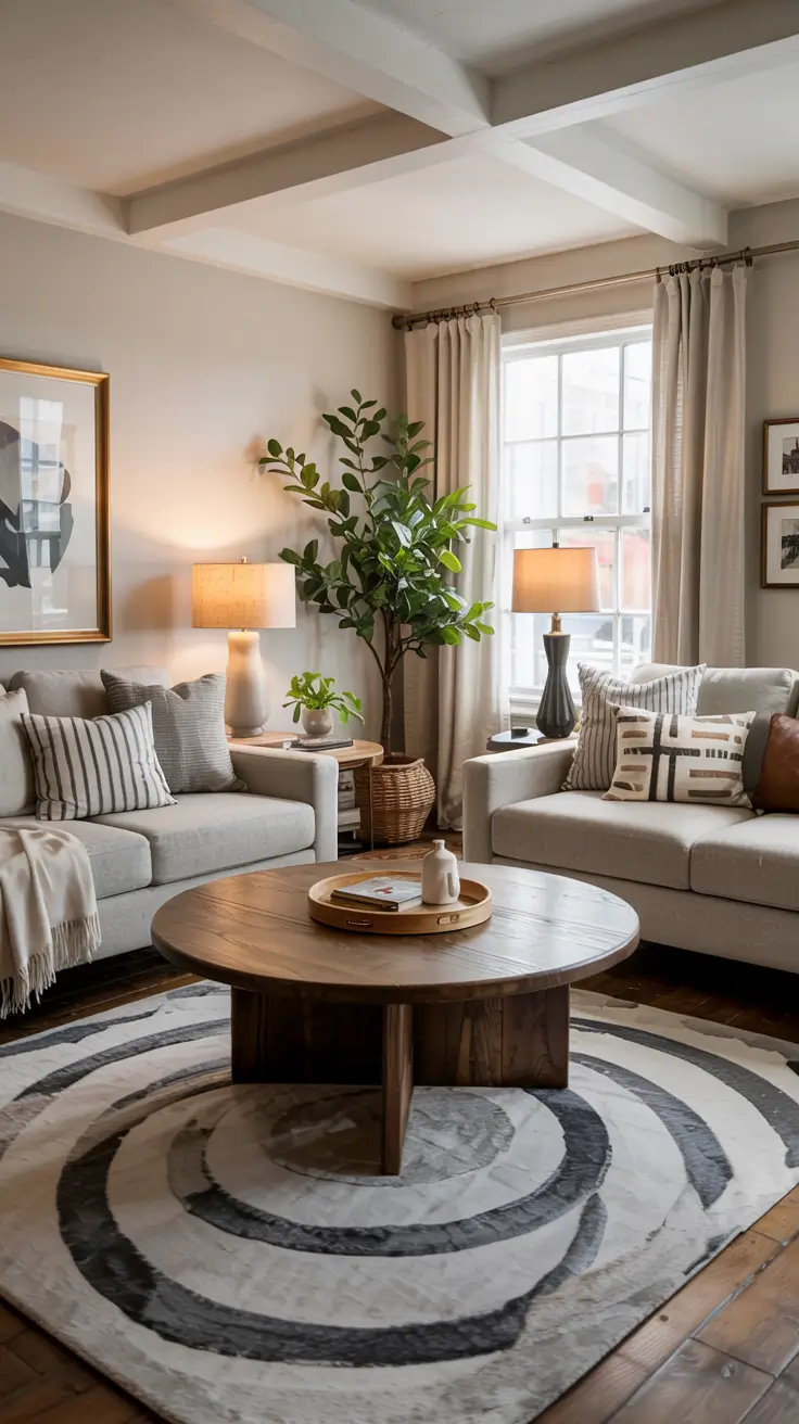 Round Table Living Room Ideas 2026: Modern Coffee Table Decor & Styling