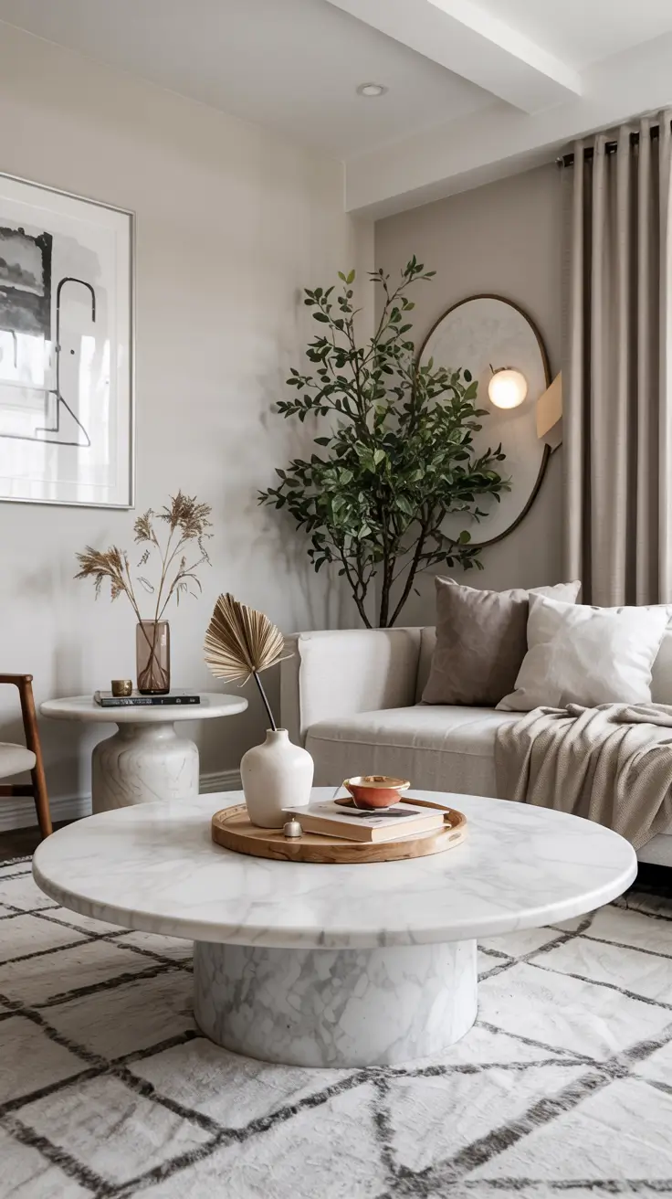 Round Table Living Room Ideas 2026: Modern Coffee Table Decor & Styling
