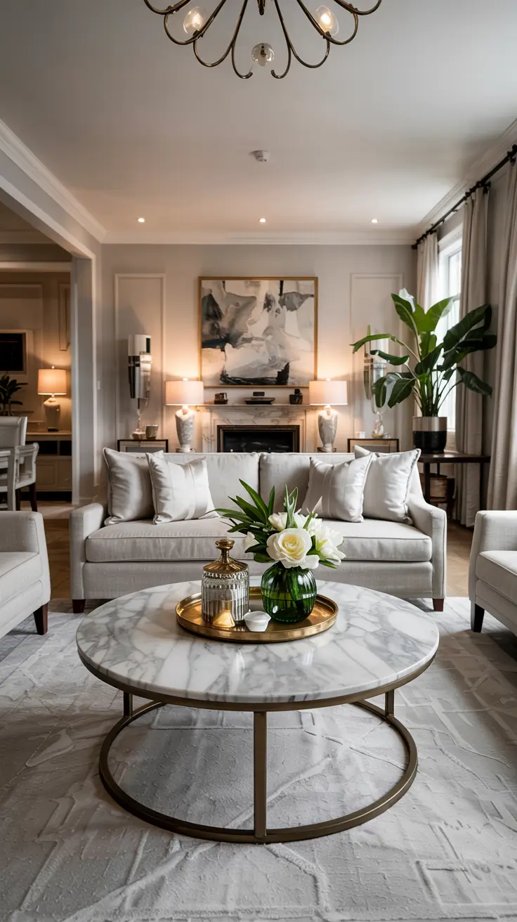 Round Table Living Room Ideas 2026: Modern Coffee Table Decor & Styling