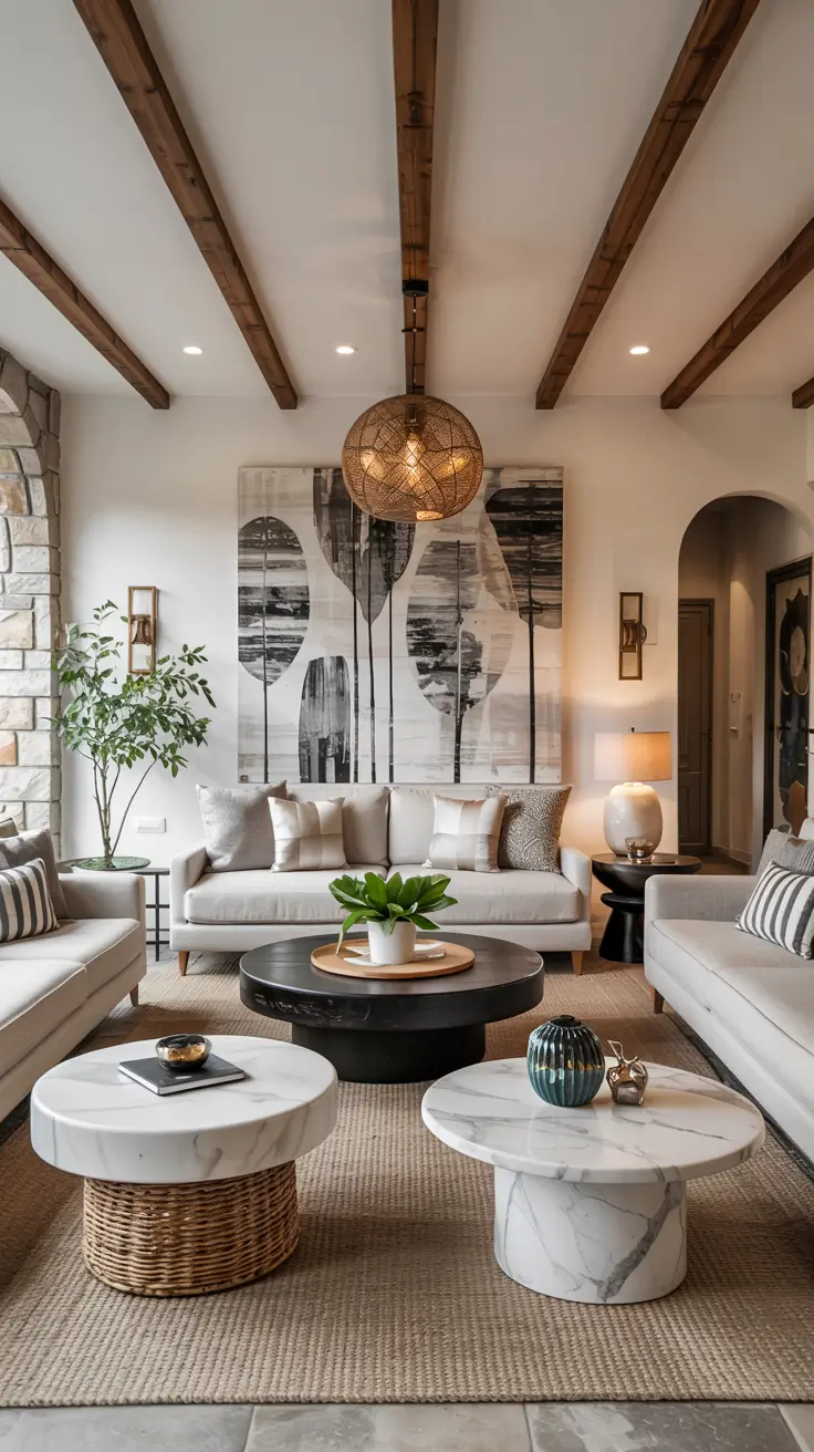 Round Table Living Room Ideas 2026: Modern Coffee Table Decor & Styling