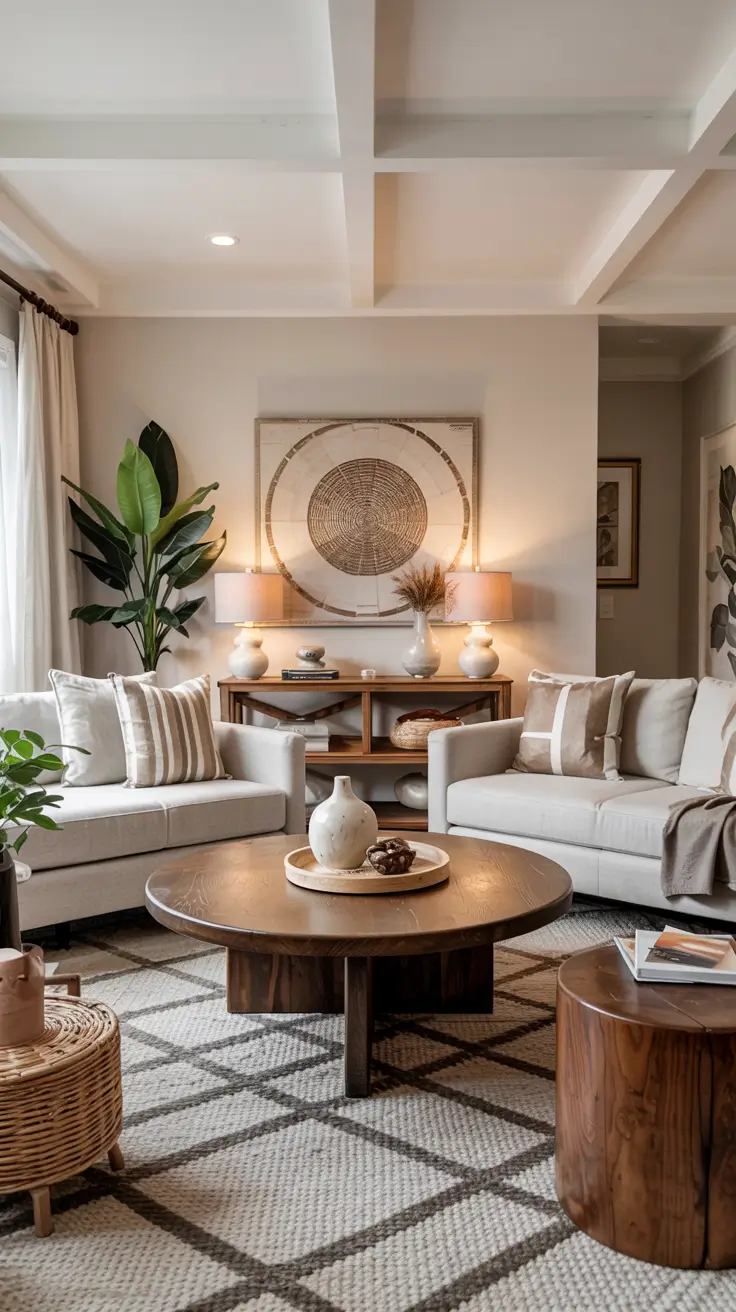 Round Table Living Room Ideas 2026: Modern Coffee Table Decor & Styling