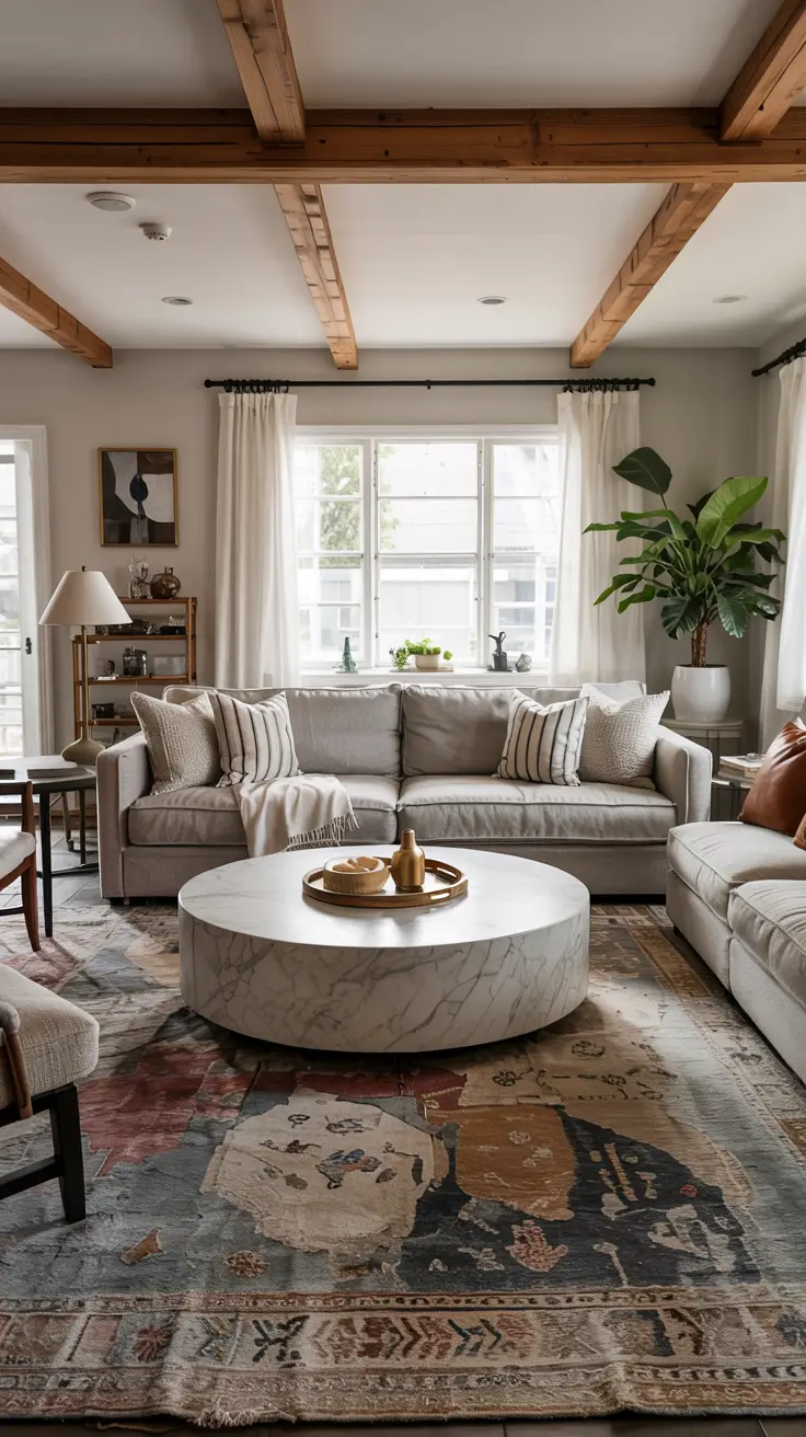 Round Table Living Room Ideas 2026: Modern Coffee Table Decor & Styling