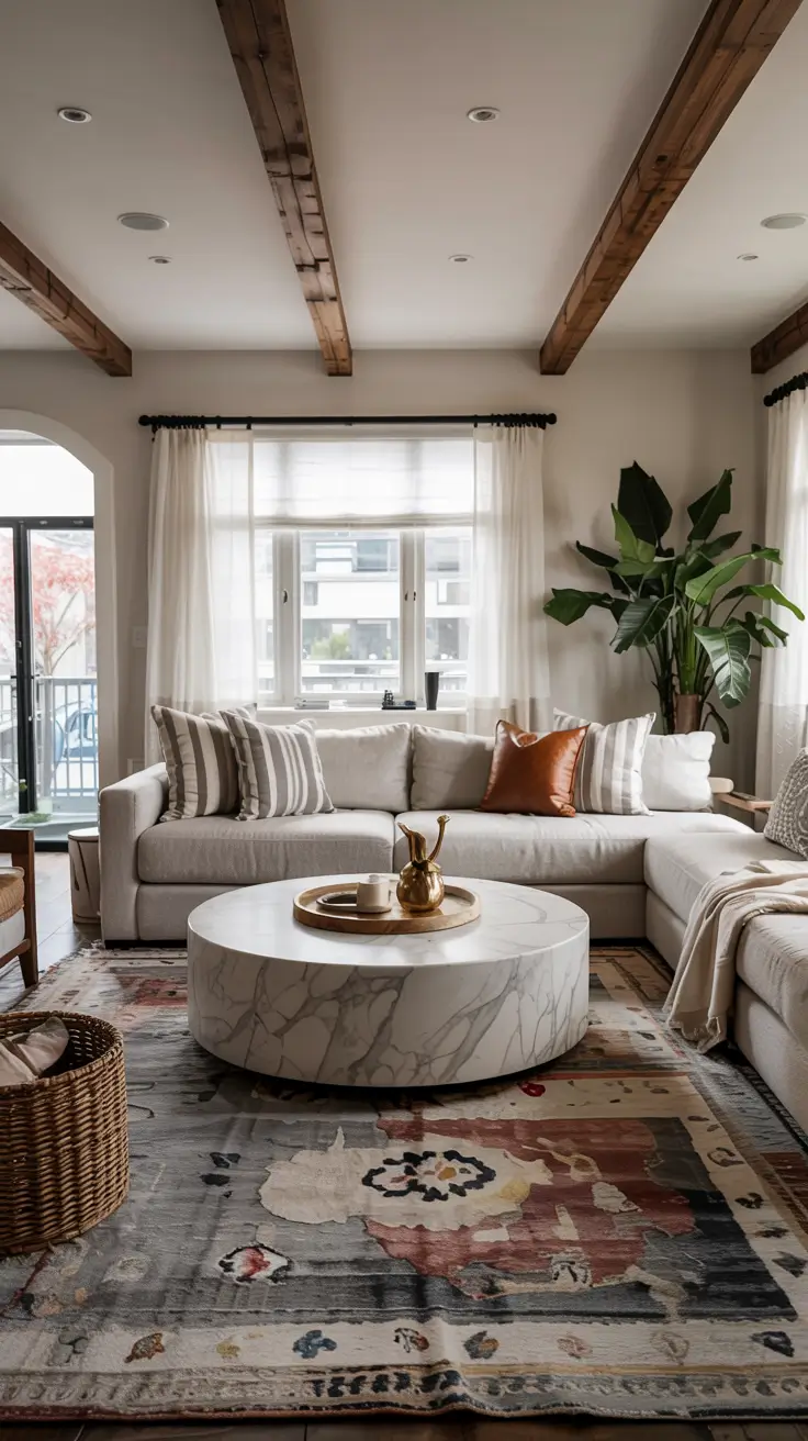 Round Table Living Room Ideas 2026: Modern Coffee Table Decor & Styling