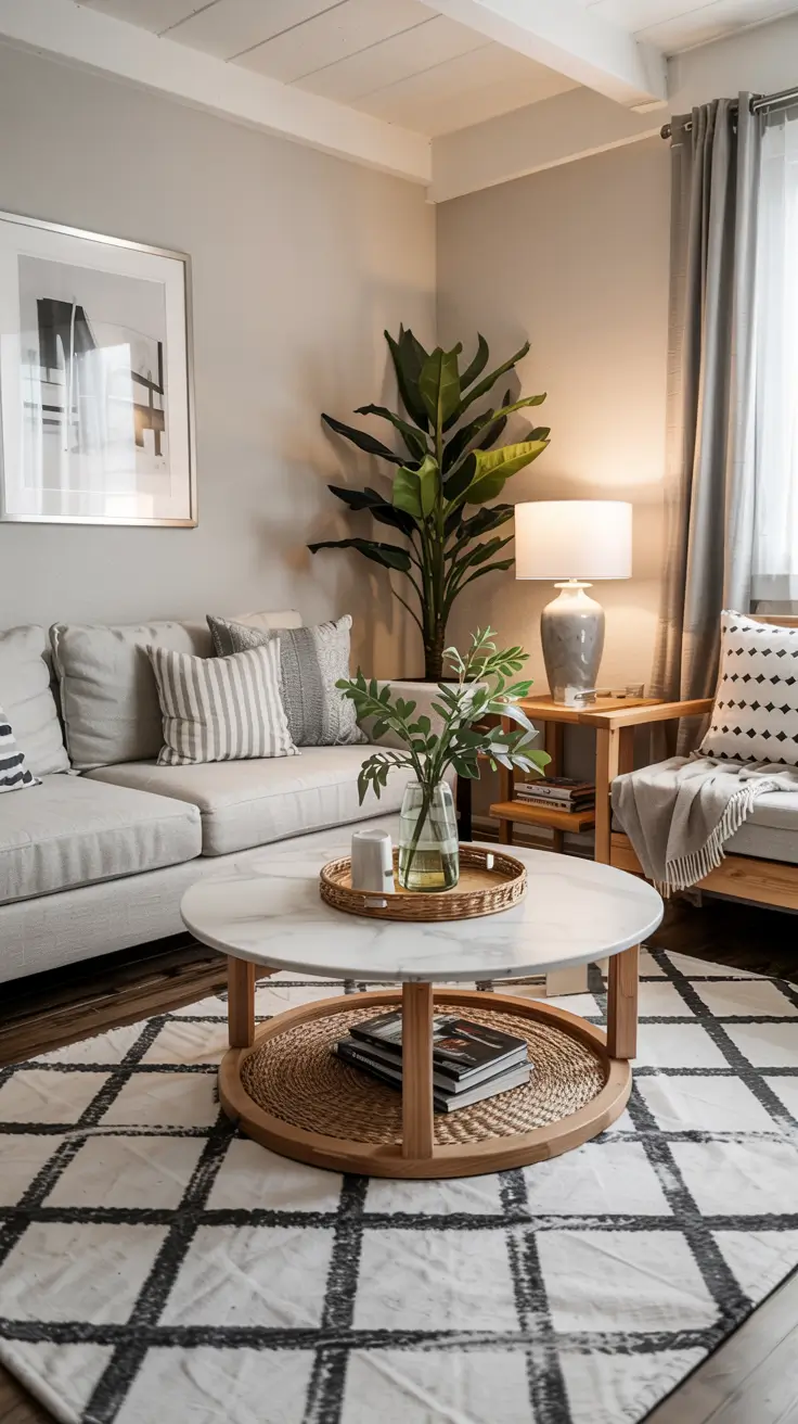 Round Table Living Room Ideas 2026: Modern Coffee Table Decor & Styling