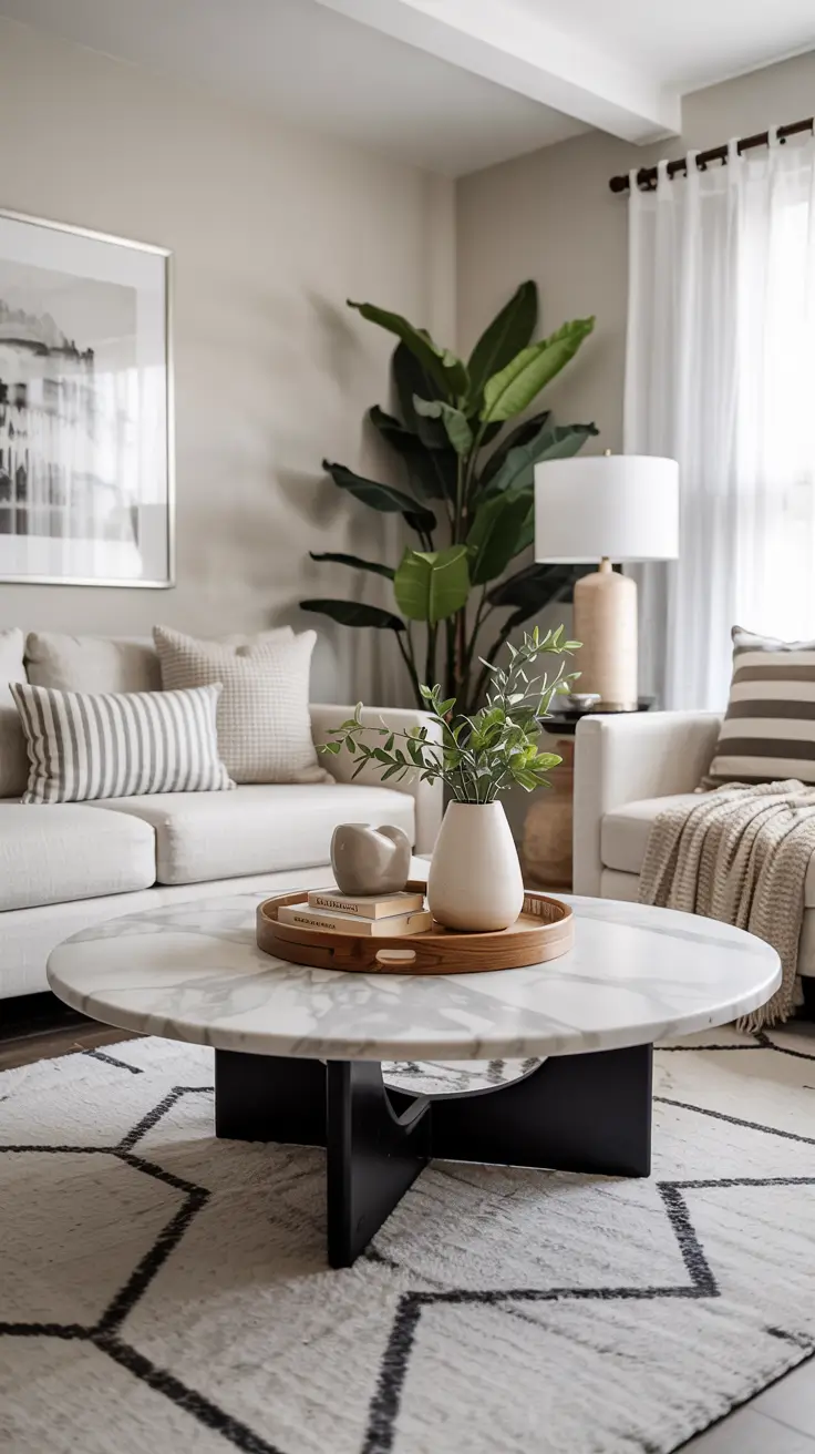 Round Table Living Room Ideas 2026: Modern Coffee Table Decor & Styling