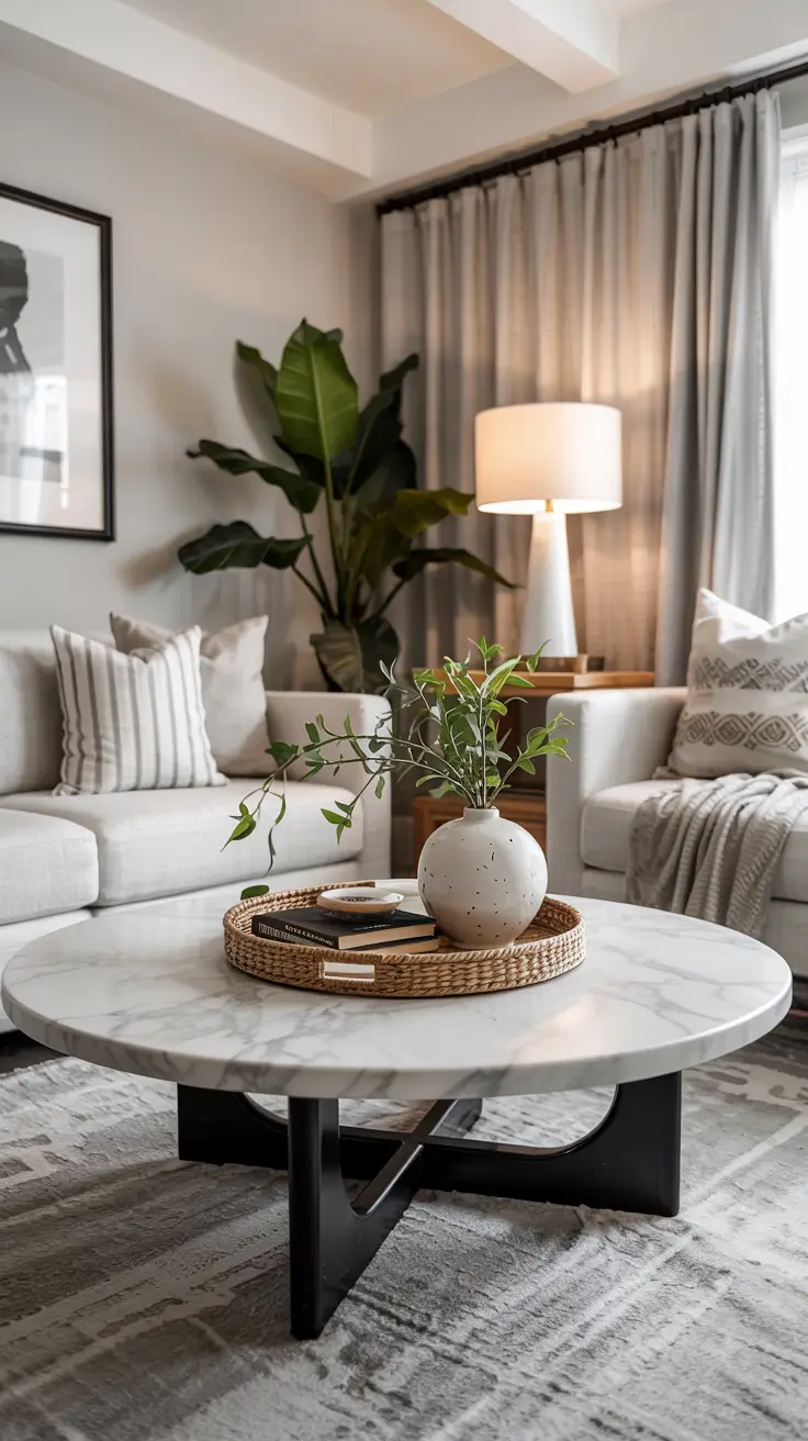 Round Table Living Room Ideas 2026: Modern Coffee Table Decor & Styling