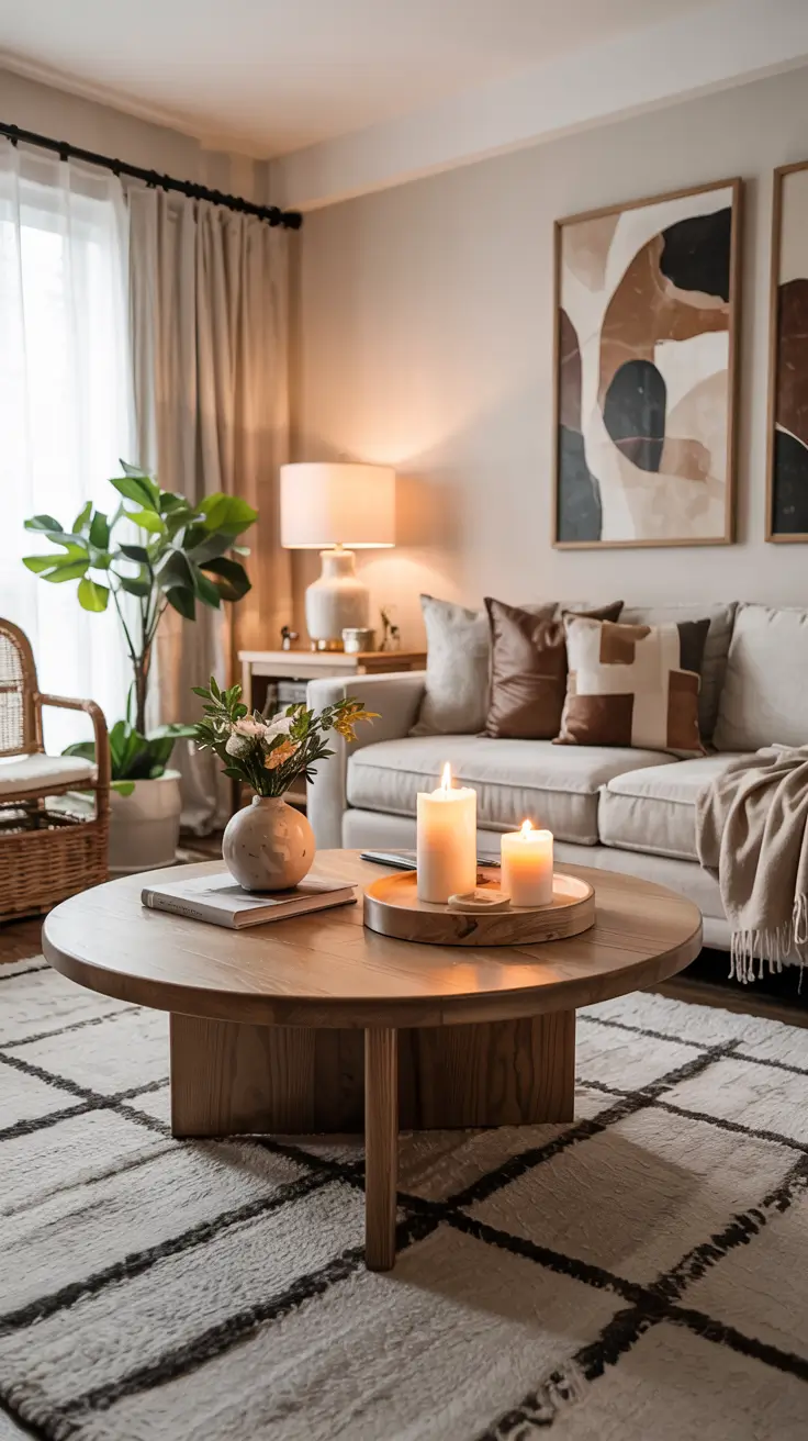 Round Table Living Room Ideas 2026: Modern Coffee Table Decor & Styling