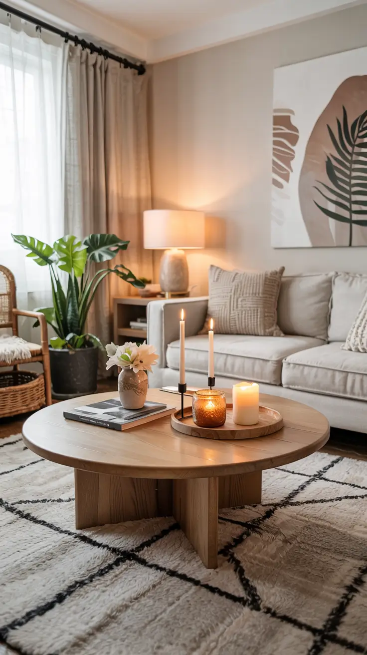 Round Table Living Room Ideas 2026: Modern Coffee Table Decor & Styling