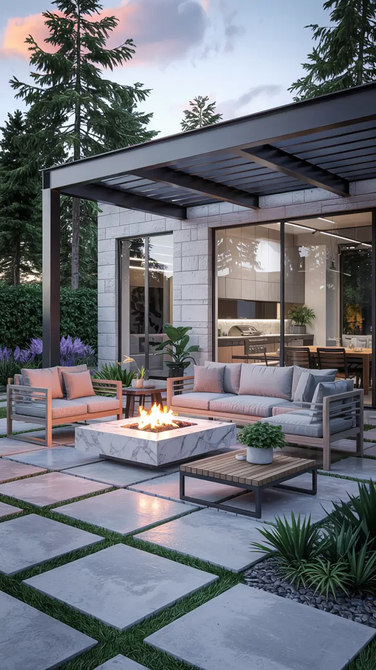 Patio with Fire Pit 2026: Backyard Design Ideas with Pergola, Hot Tub & Dining Area