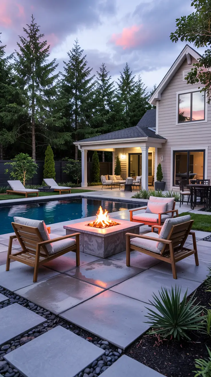 Patio with Fire Pit 2026: Backyard Design Ideas with Pergola, Hot Tub & Dining Area
