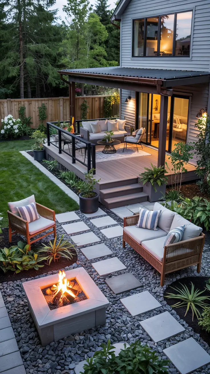 Patio with Fire Pit 2026: Backyard Design Ideas with Pergola, Hot Tub & Dining Area