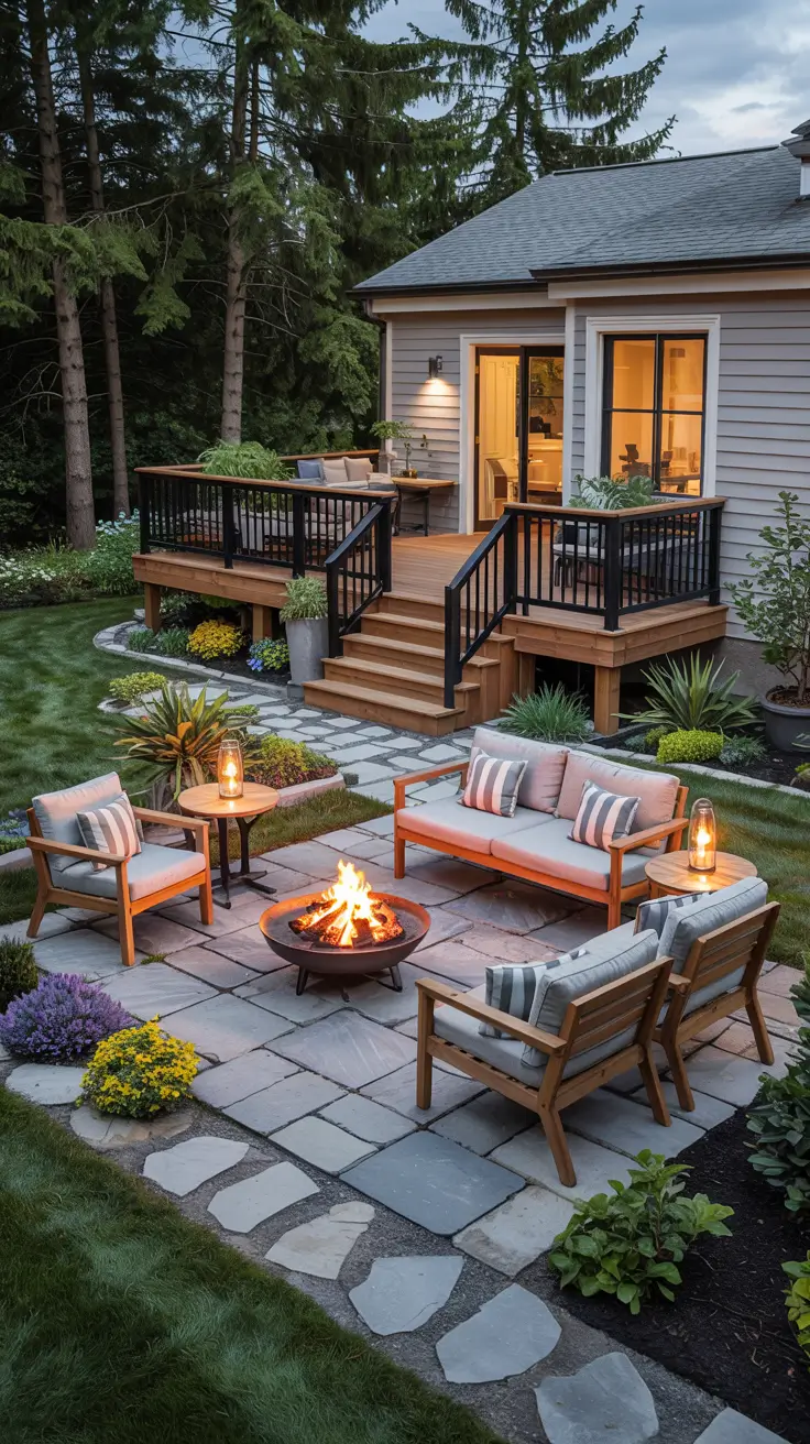 Patio with Fire Pit 2026: Backyard Design Ideas with Pergola, Hot Tub & Dining Area