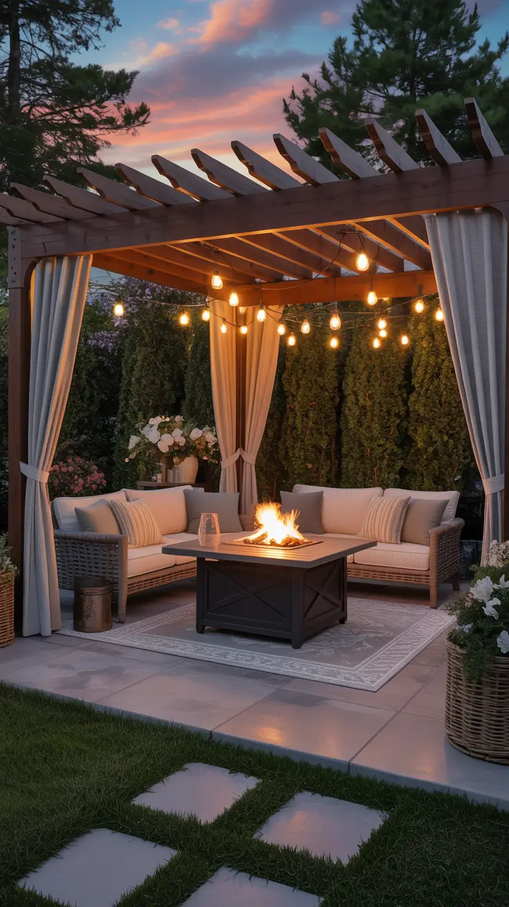 Patio with Fire Pit 2026: Backyard Design Ideas with Pergola, Hot Tub & Dining Area