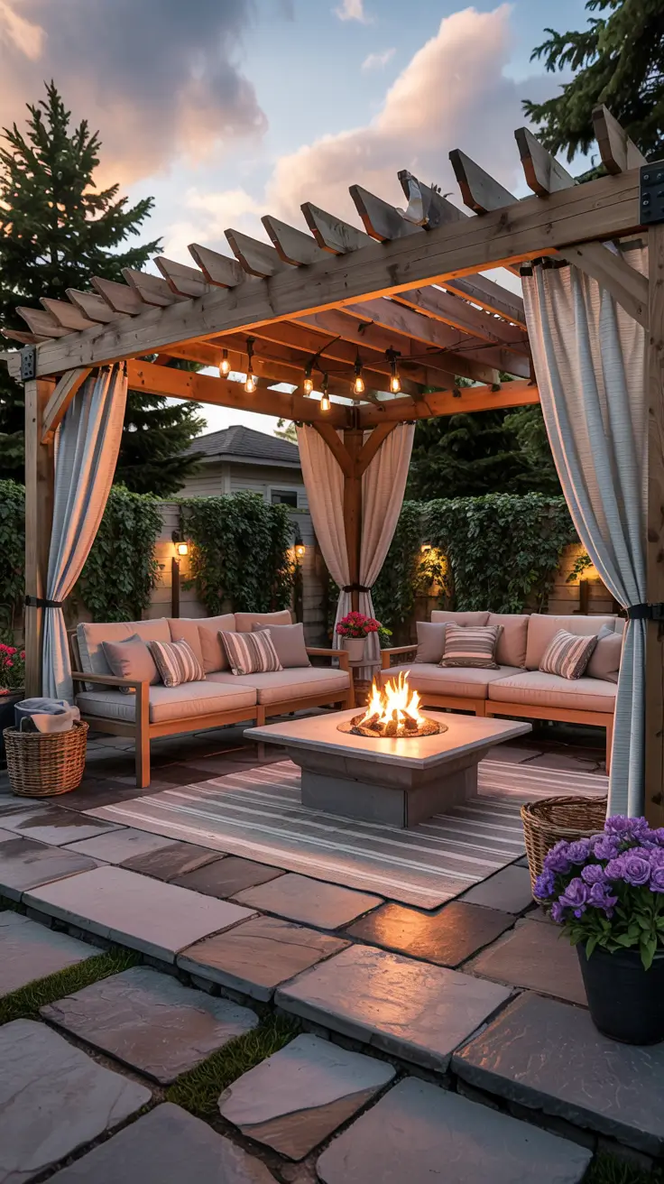 Patio with Fire Pit 2026: Backyard Design Ideas with Pergola, Hot Tub & Dining Area