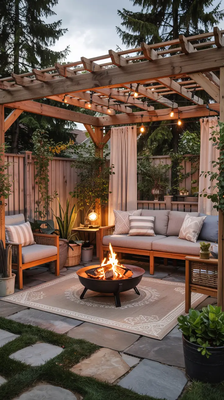 Patio with Fire Pit 2026: Backyard Design Ideas with Pergola, Hot Tub & Dining Area