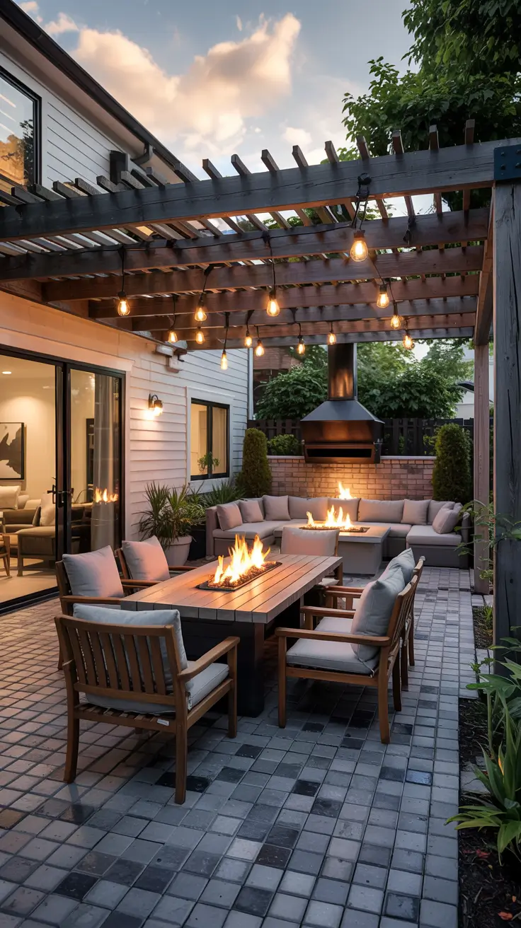 Patio with Fire Pit 2026: Backyard Design Ideas with Pergola, Hot Tub & Dining Area