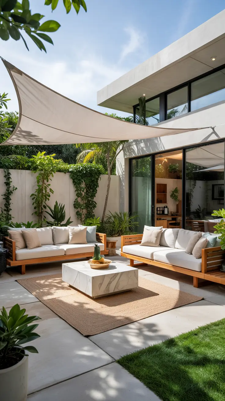 Shade Sail Backyard Ideas 2026: Triangle, Rectangle & Modern Sun Shade Designs