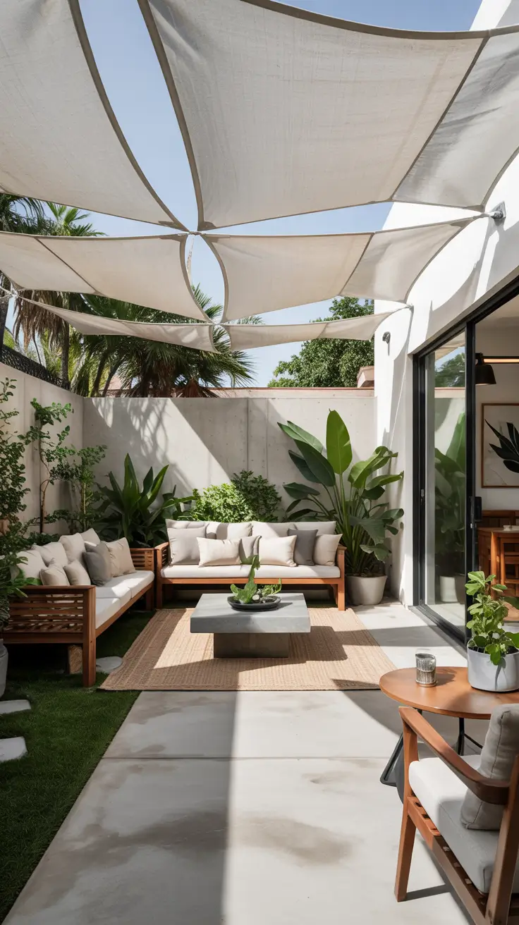 Shade Sail Backyard Ideas 2026: Triangle, Rectangle & Modern Sun Shade Designs