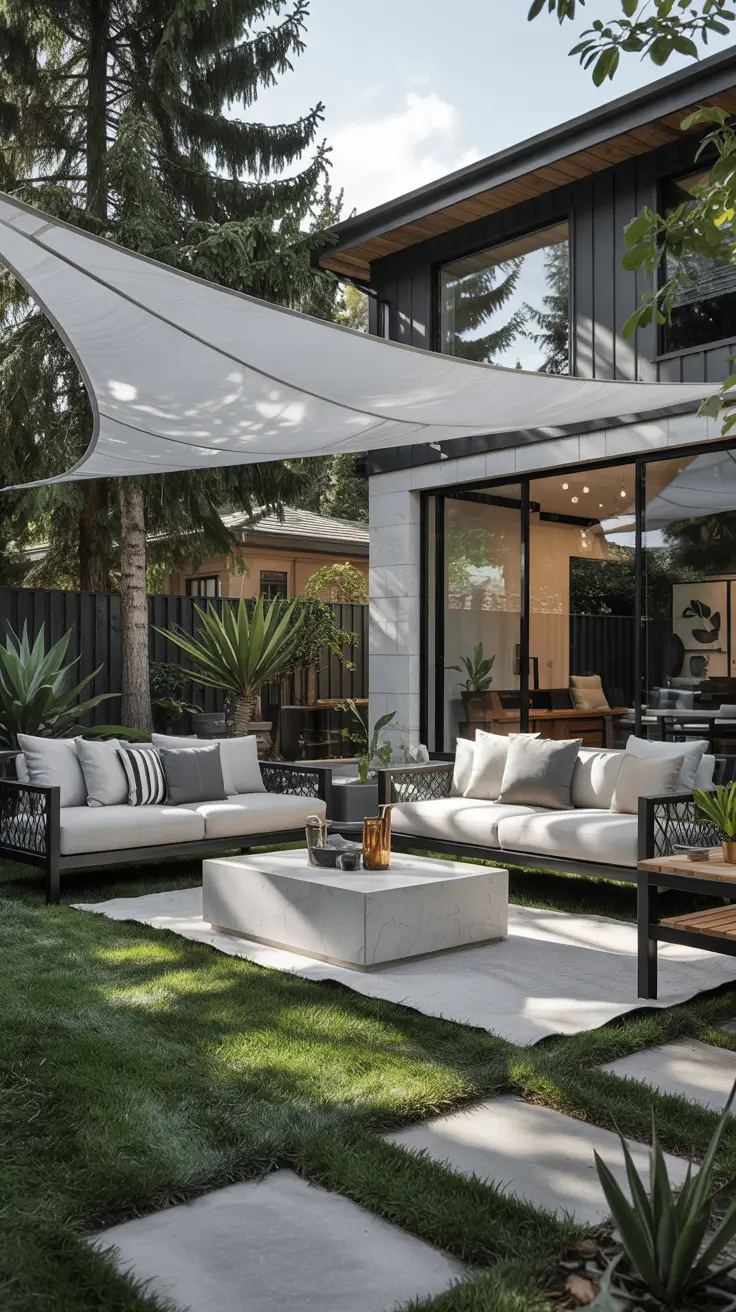 Shade Sail Backyard Ideas 2026: Triangle, Rectangle & Modern Sun Shade Designs