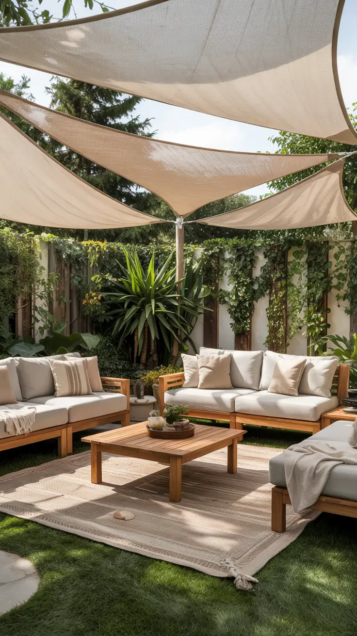 Shade Sail Backyard Ideas 2026: Triangle, Rectangle & Modern Sun Shade Designs