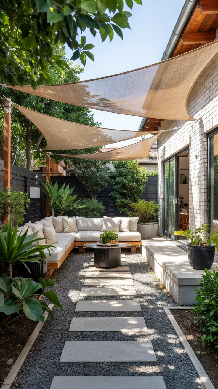 Shade Sail Backyard Ideas 2026: Triangle, Rectangle & Modern Sun Shade Designs