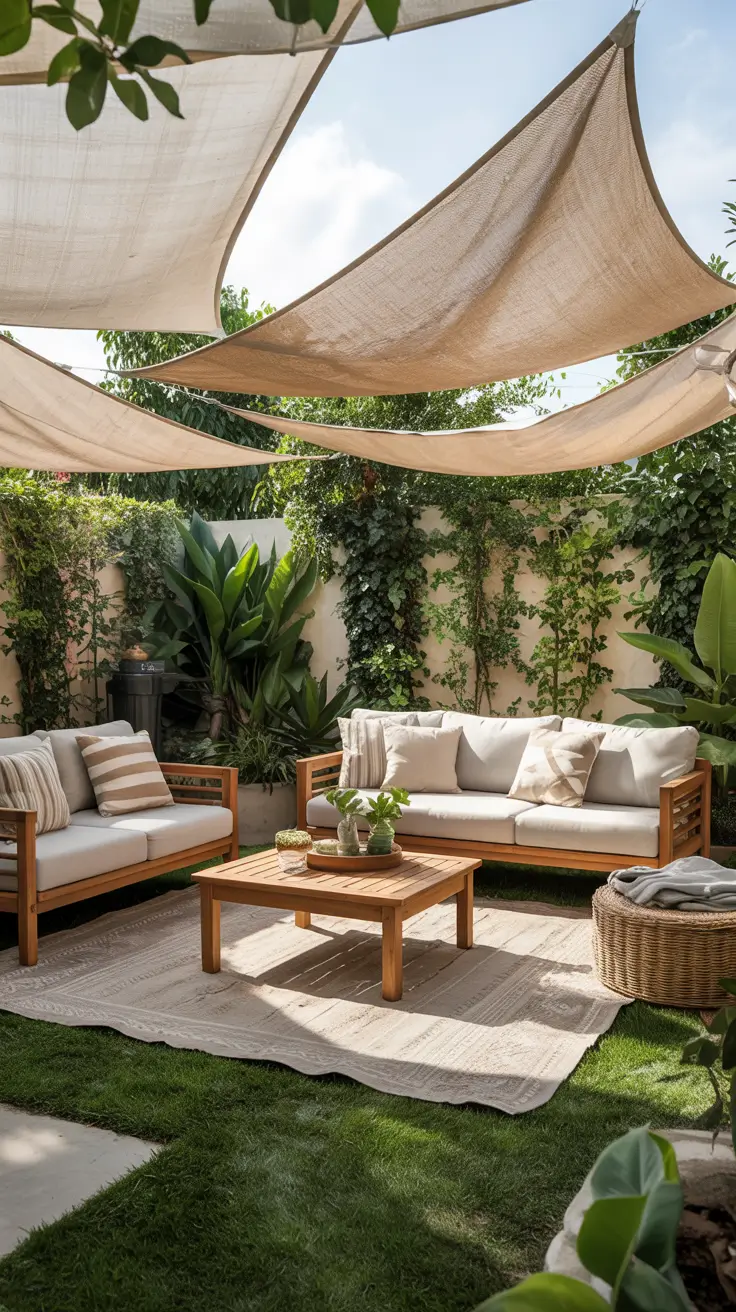 Shade Sail Backyard Ideas 2026: Triangle, Rectangle & Modern Sun Shade Designs