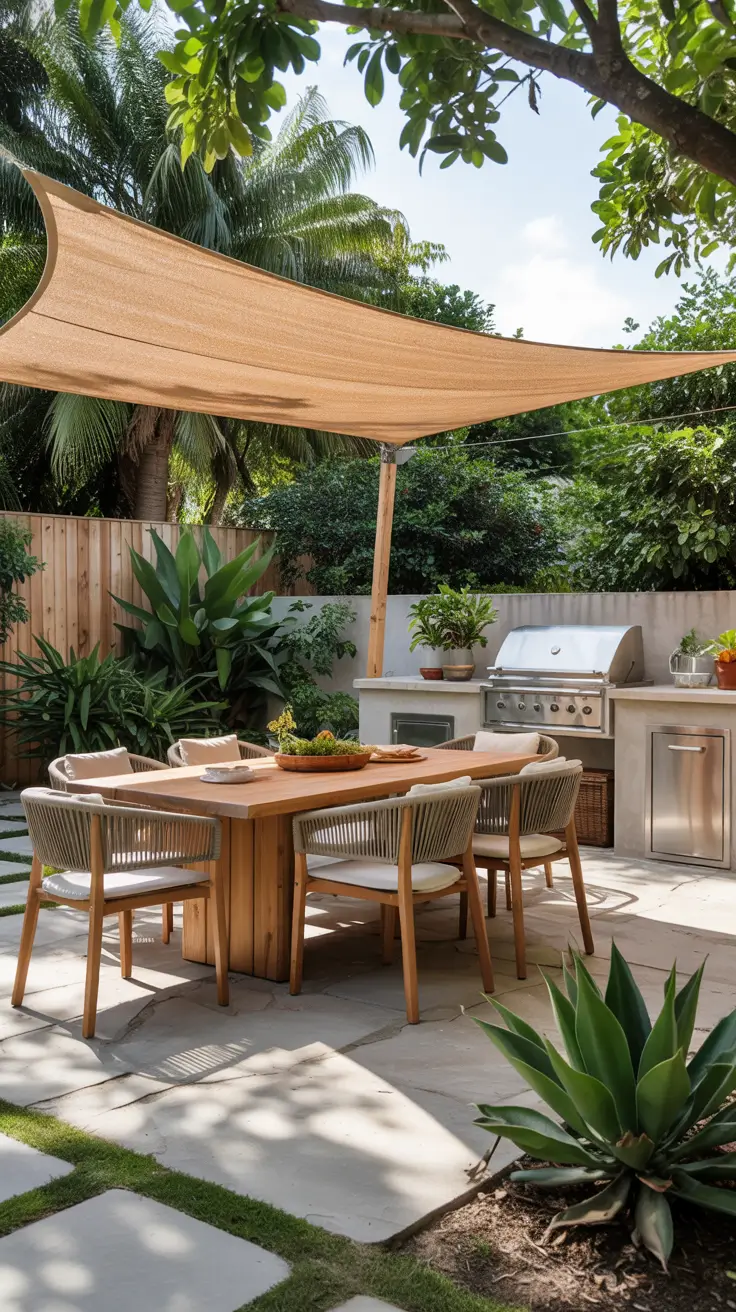Shade Sail Backyard Ideas 2026: Triangle, Rectangle & Modern Sun Shade Designs