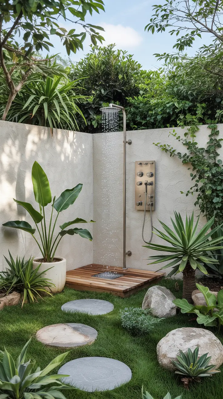 Outdoor Shower Ideas 2026: Private, Tropical & Backyard Designs