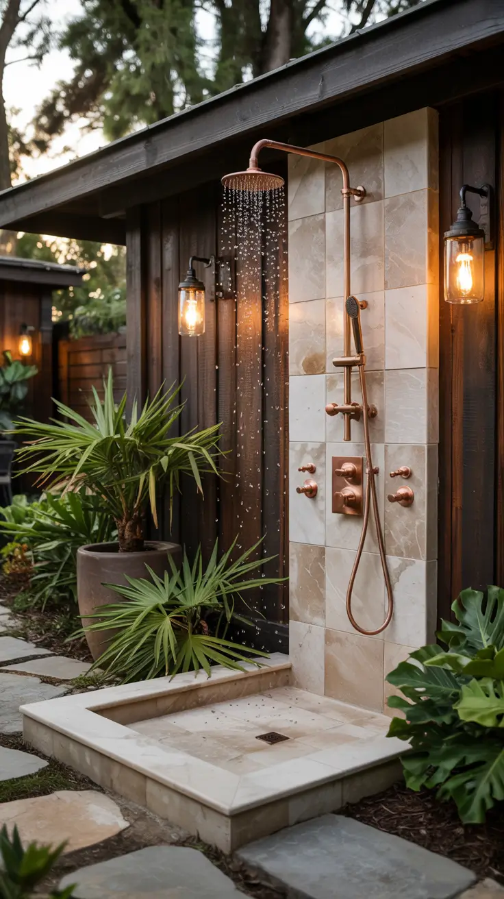 Outdoor Shower Ideas 2026: Private, Tropical & Backyard Designs