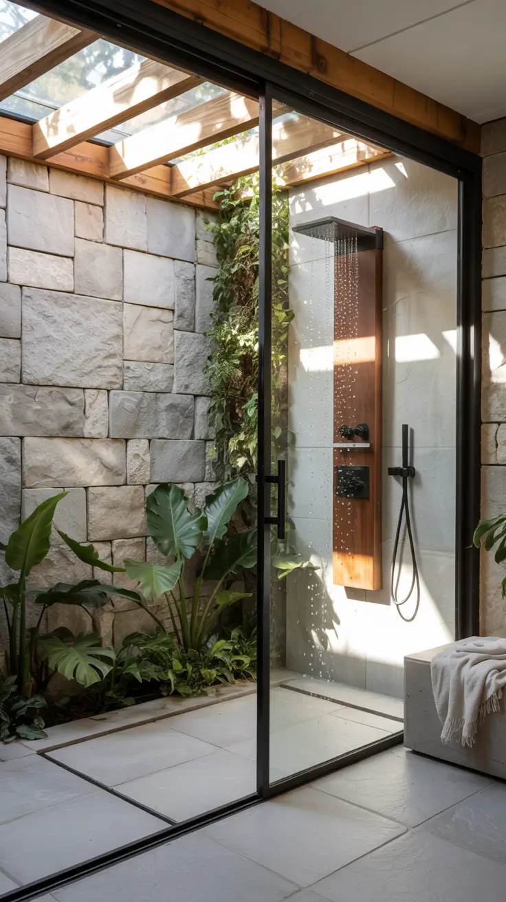 Outdoor Shower Ideas 2026: Private, Tropical & Backyard Designs